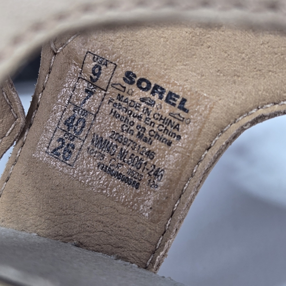 Sorel Dayspring Ankle Strap Platform Tan Sandal with Buckle Strap Women's Size 9 - Picture 9 of 10